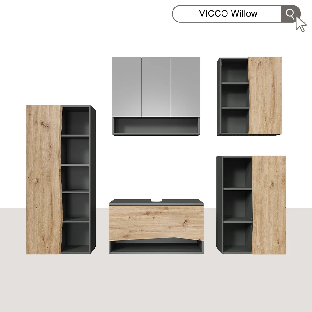 Badkamerkast Willow Ambachtelijk 56 x 70 cm met 3 open vakken Vicco