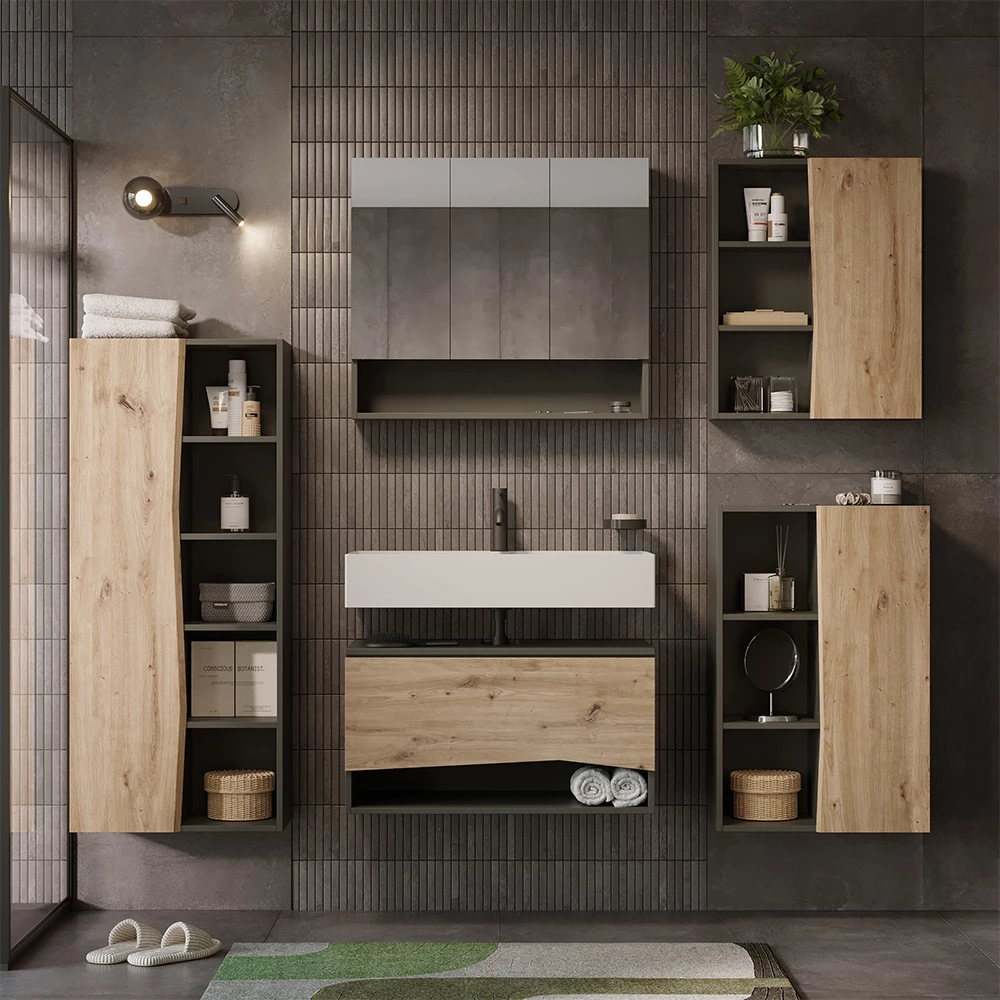 Badkamerkast Willow Ambachtelijk 56 x 70 cm met 3 open vakken Vicco