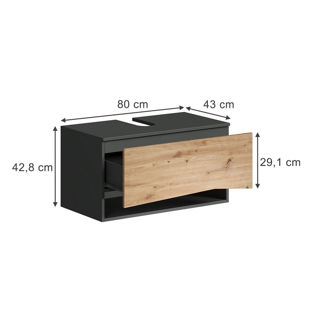 Dolní skříňka pod dřez v barvě Artisan na bílém pozadí