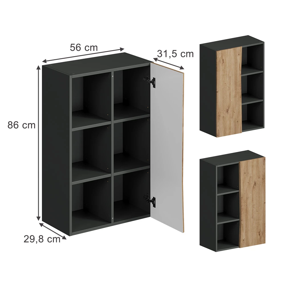 Middelhoge kast in Ambachtelijk on white background with visible dimensions
