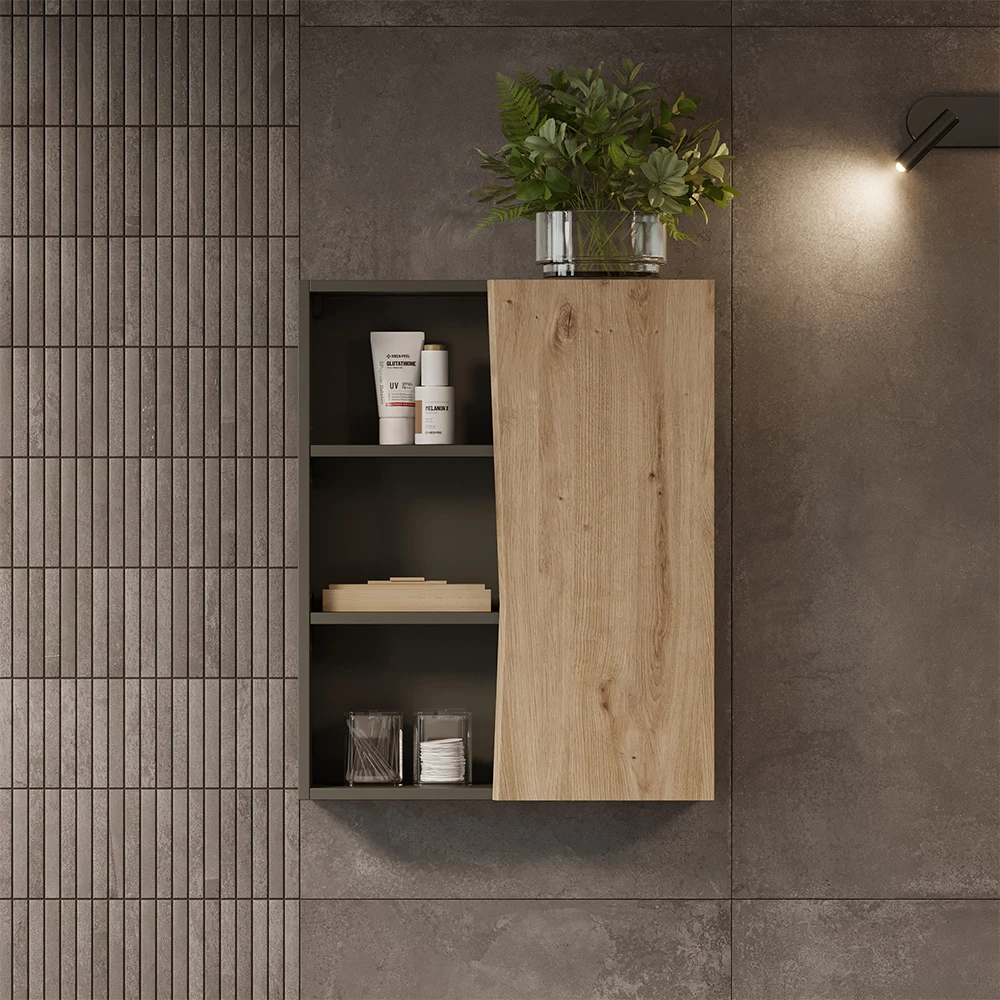 Badkamerkast in Ambachtelijk shown in ambient setting with decoration