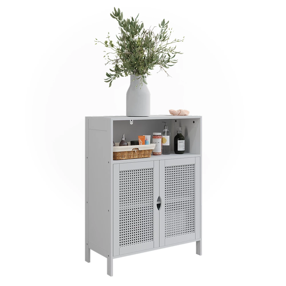 Halfhoge kast in Wit on white background with decorative elements