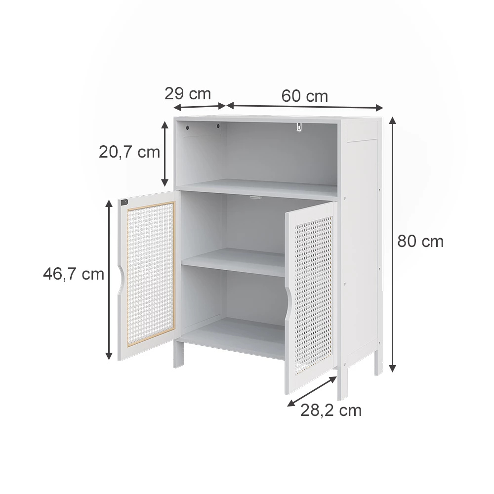 Midi cabinet in White on white background