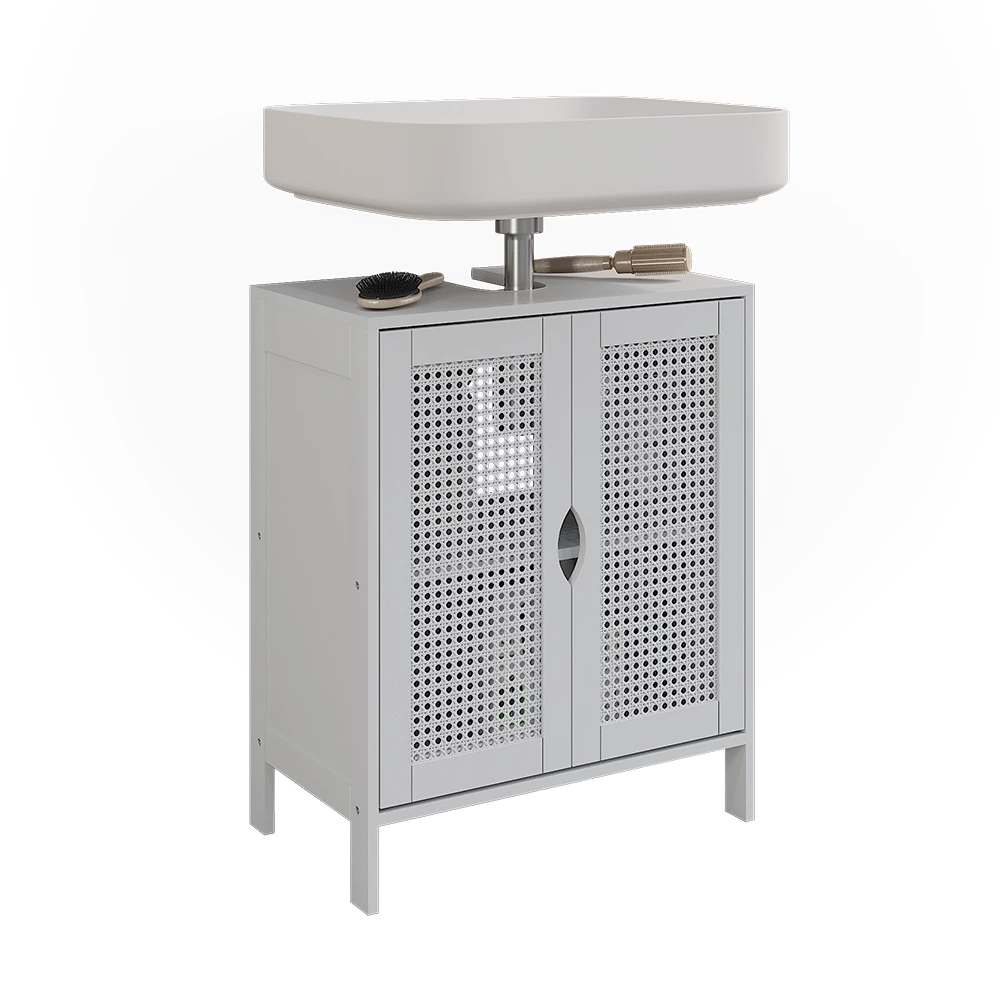 Wastafelonderkast in Wit on white background with decorative elements