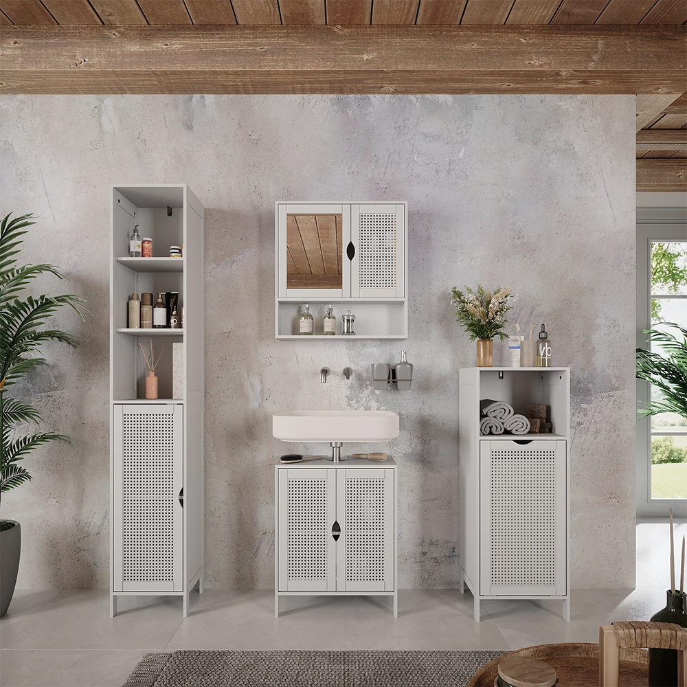 Wastafelonderkast Liora Wit 48 x 60 cm met 2 deuren Vicco