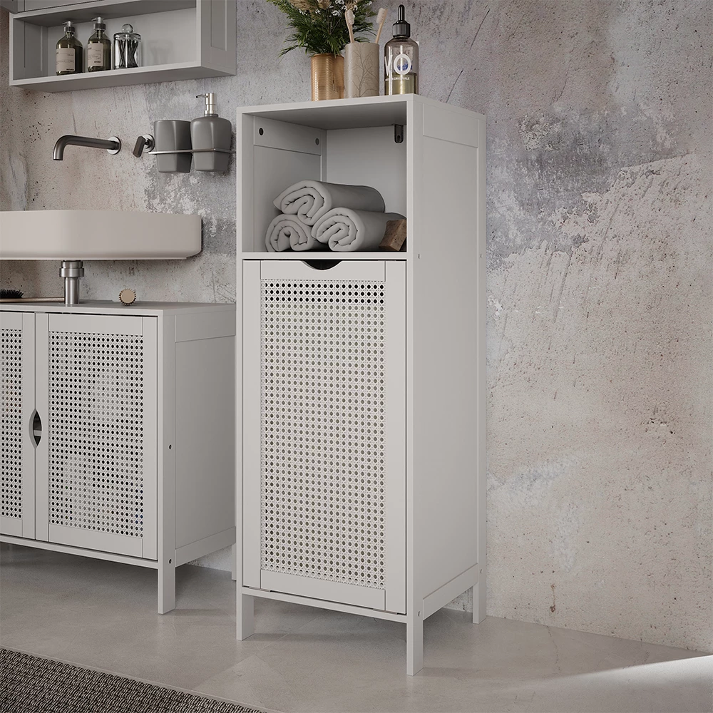 Halfhoge kast in Wit shown in ambient setting with decoration
