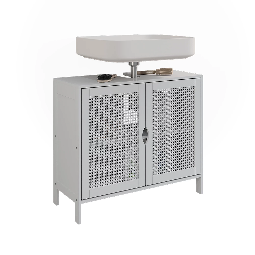 Wastafelonderkast in Wit on white background with decorative elements