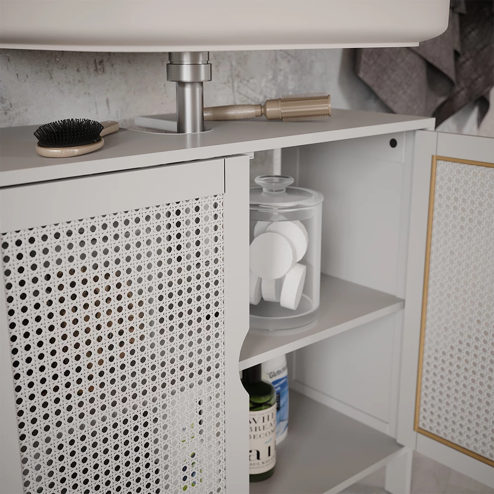 Close-up of Mobile sottolavabo per bagno in Bianco, showing texture/details