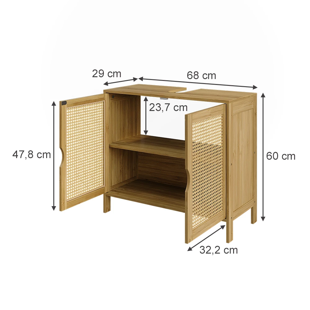 Sink base cabinet in Bamboo on white background