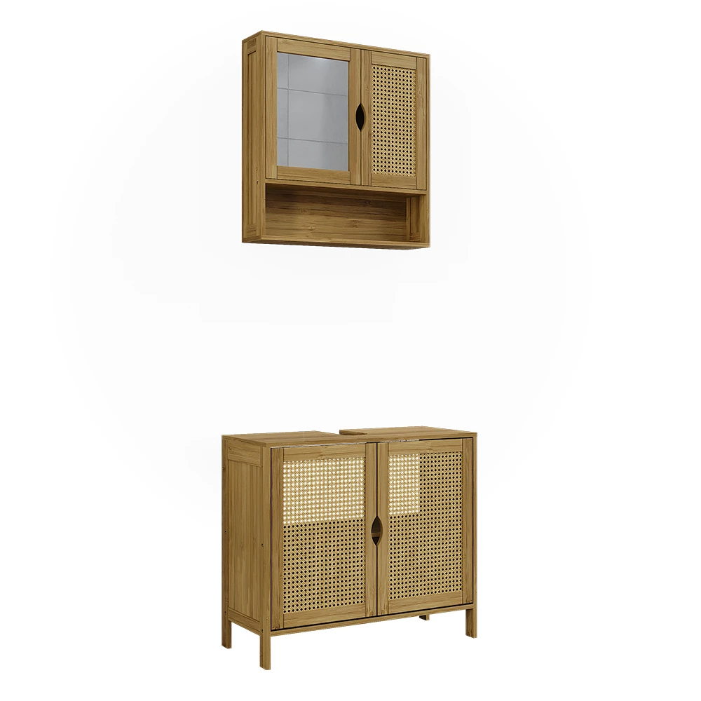 Set mobilier baie in bambus on white background