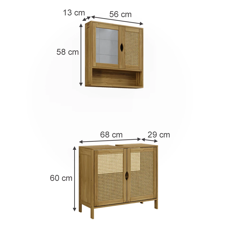 Set mobilier baie in bambus on white background