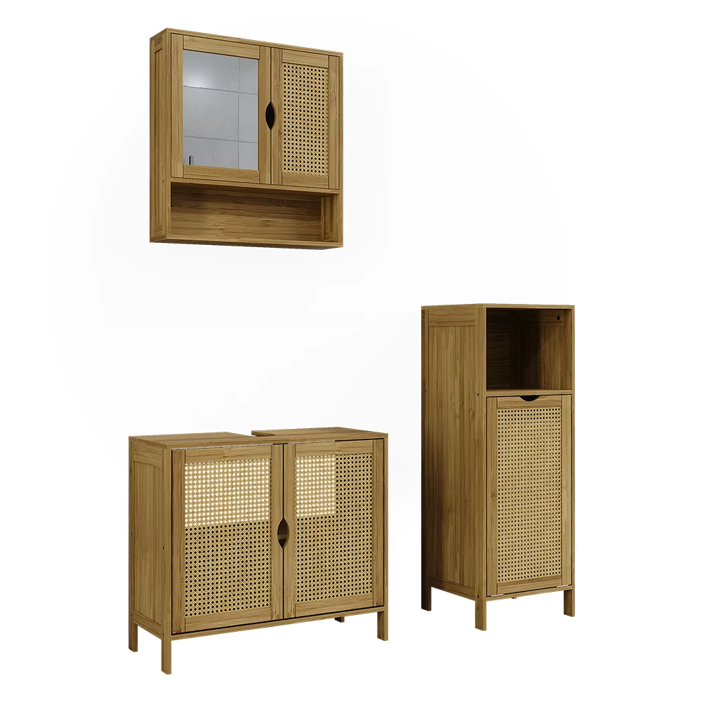 Set mobilier baie in bambus on white background