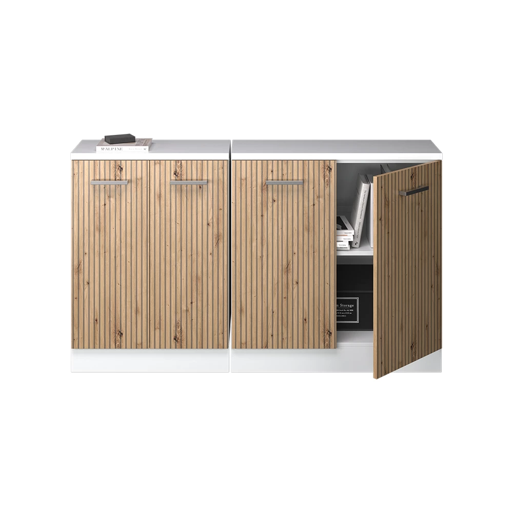 Keukenkast voor schuine wand R-Line Artisanaal eiken 140 cm Set van 2 kastrompen 60 cm diepte Vicco