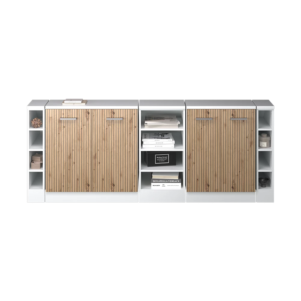 Keukenkast voor schuine wand R-Line Artisanaal eiken 210 cm Set van 5 kastrompen 60 cm diepte Vicco