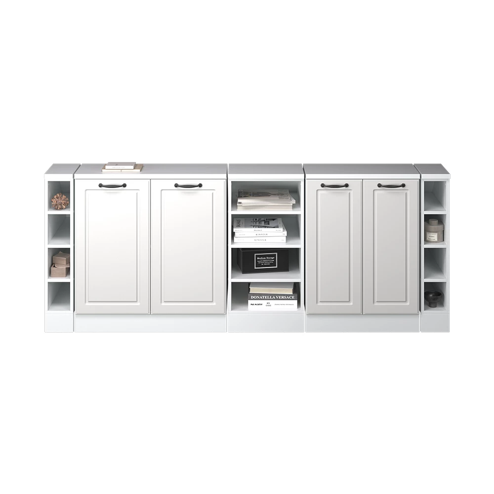 Keukenkast voor schuine wand R-Line Wit Landhuis 210 cm Set van 5 kastrompen 60 cm diepte Vicco