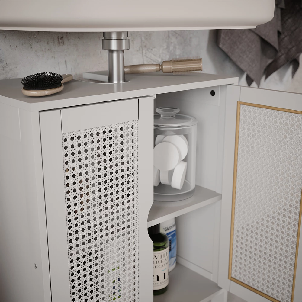 Close-up of Set di mobili da bagno in Bianco, showing texture/details