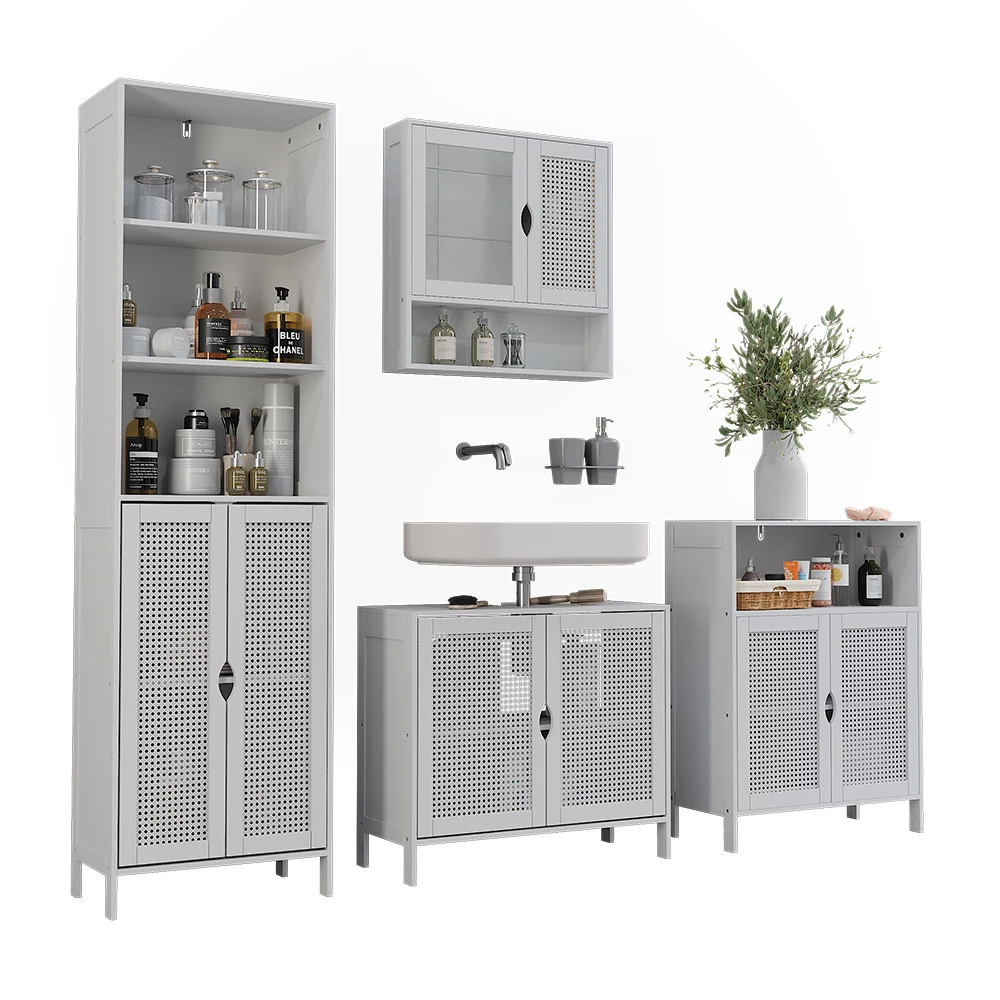 Set di mobili da bagno in Bianco on white background with decorative elements