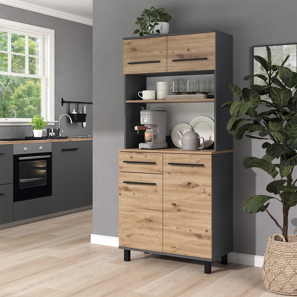 Buffet da cucina Pure Rovere artigianale/Antracite 80.2 x 177 cm Vicco