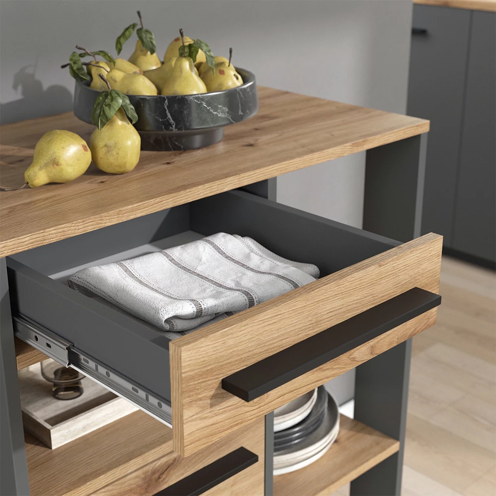 Close-up of Buffet da cucina in Rovere artigianale, showing texture/details