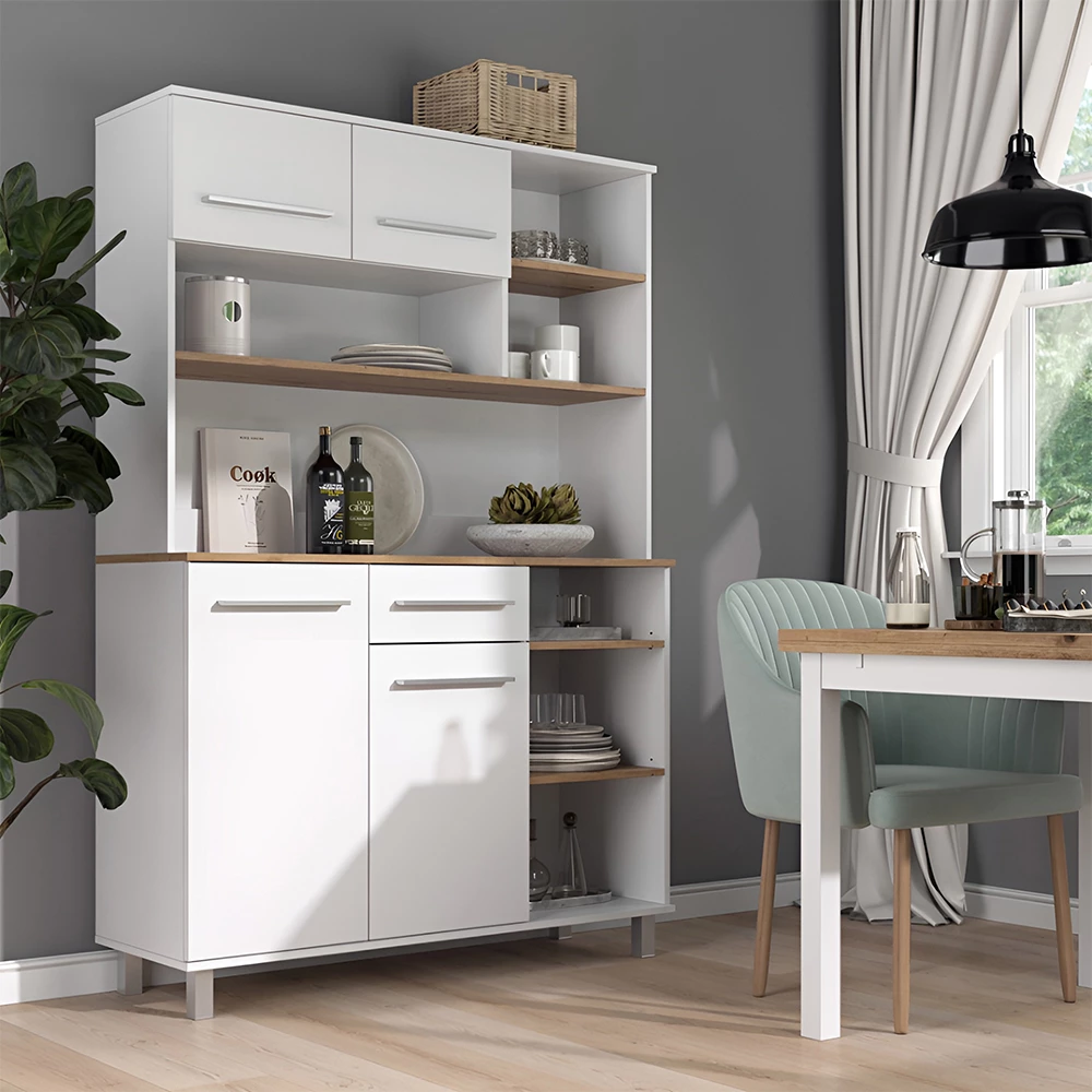 Buffet da cucina in Bianco shown in ambient setting with decoration
