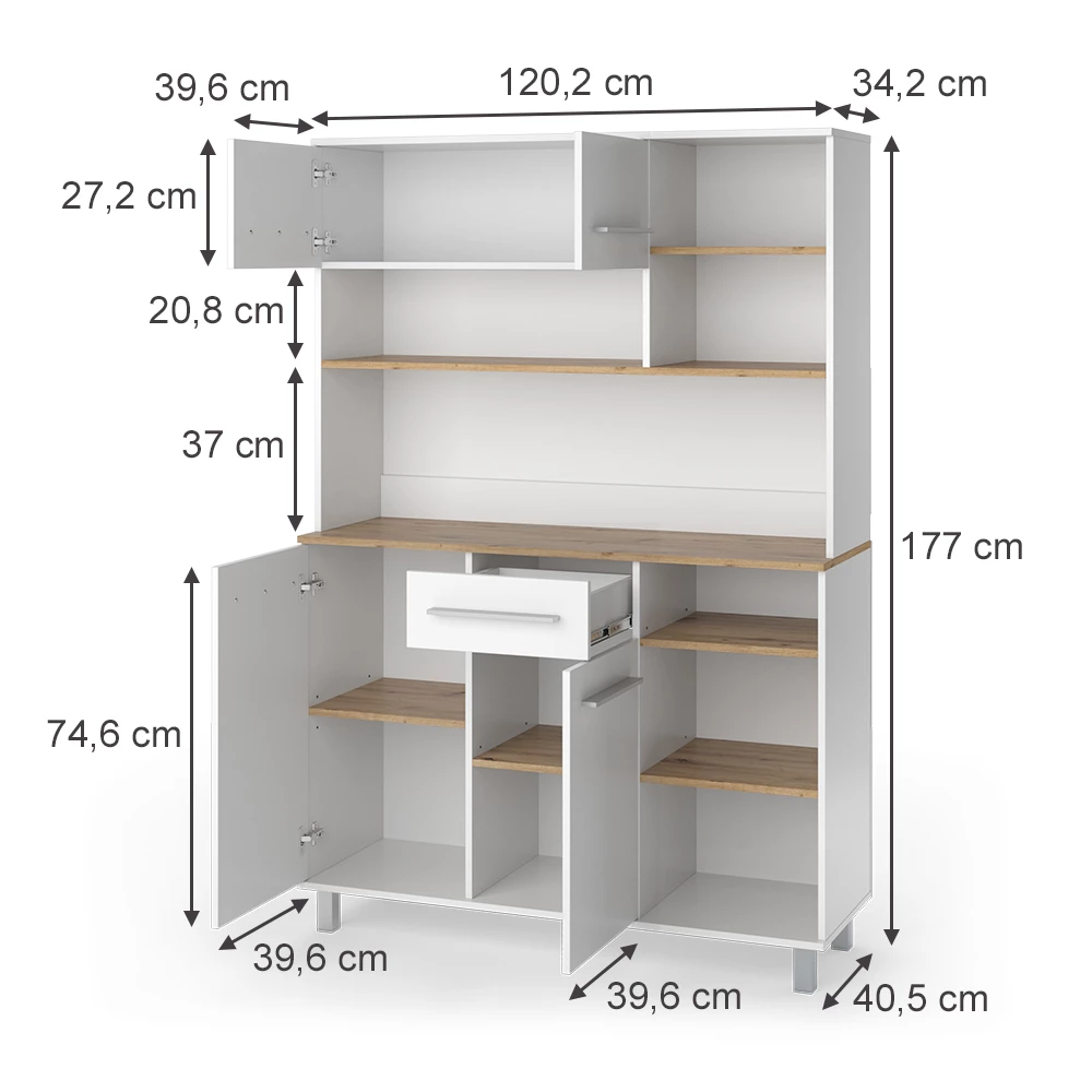 Keukenbuffet in Wit on white background