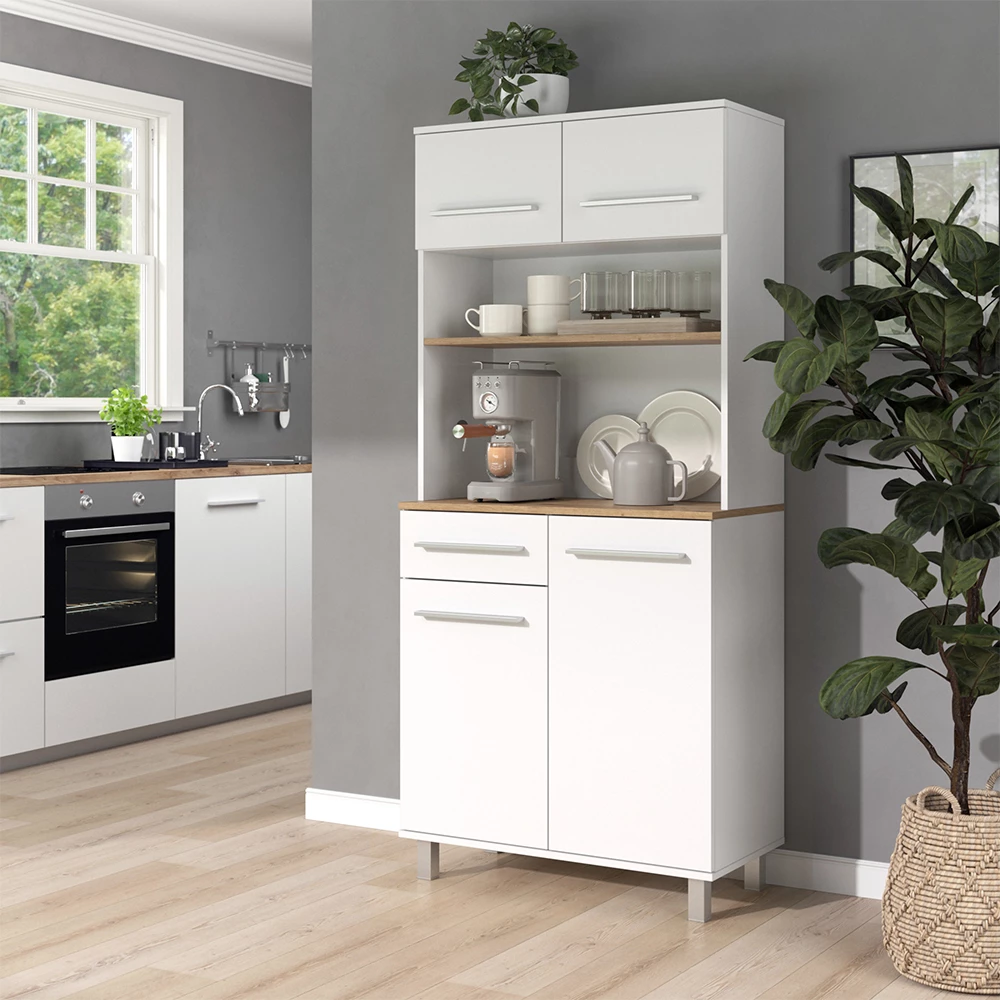 Buffet da cucina Pure Bianco/Rovere artigianale 80.2 x 177 cm Vicco