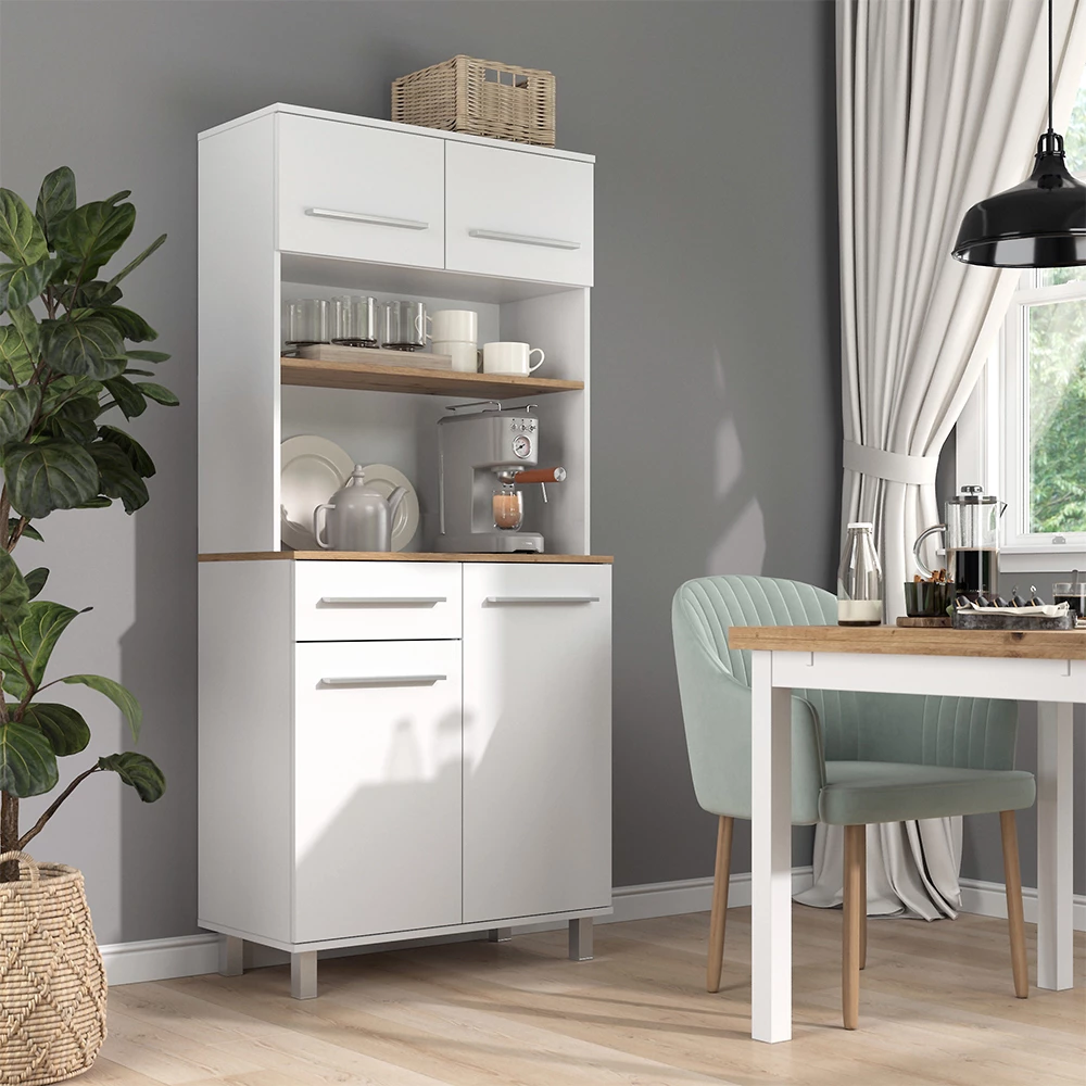 Buffet da cucina in Bianco shown in ambient setting with decoration
