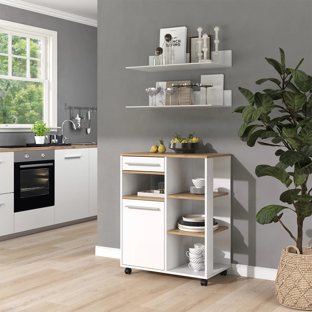 Buffet da cucina in Bianco shown in ambient setting with decoration