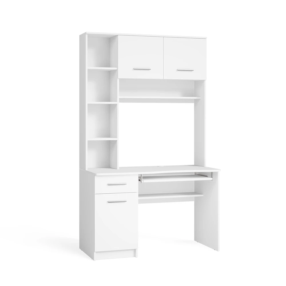 Schreibtisch in Weiß auf weißem Hintergrund