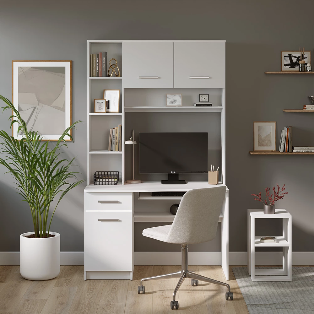 Schreibtisch Crossline Weiß 120.1 x 59.5 cm livinity®