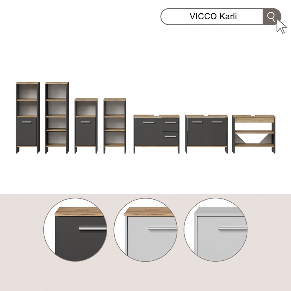 Set di mobili da bagno Karli Bianco 3 parti Vicco