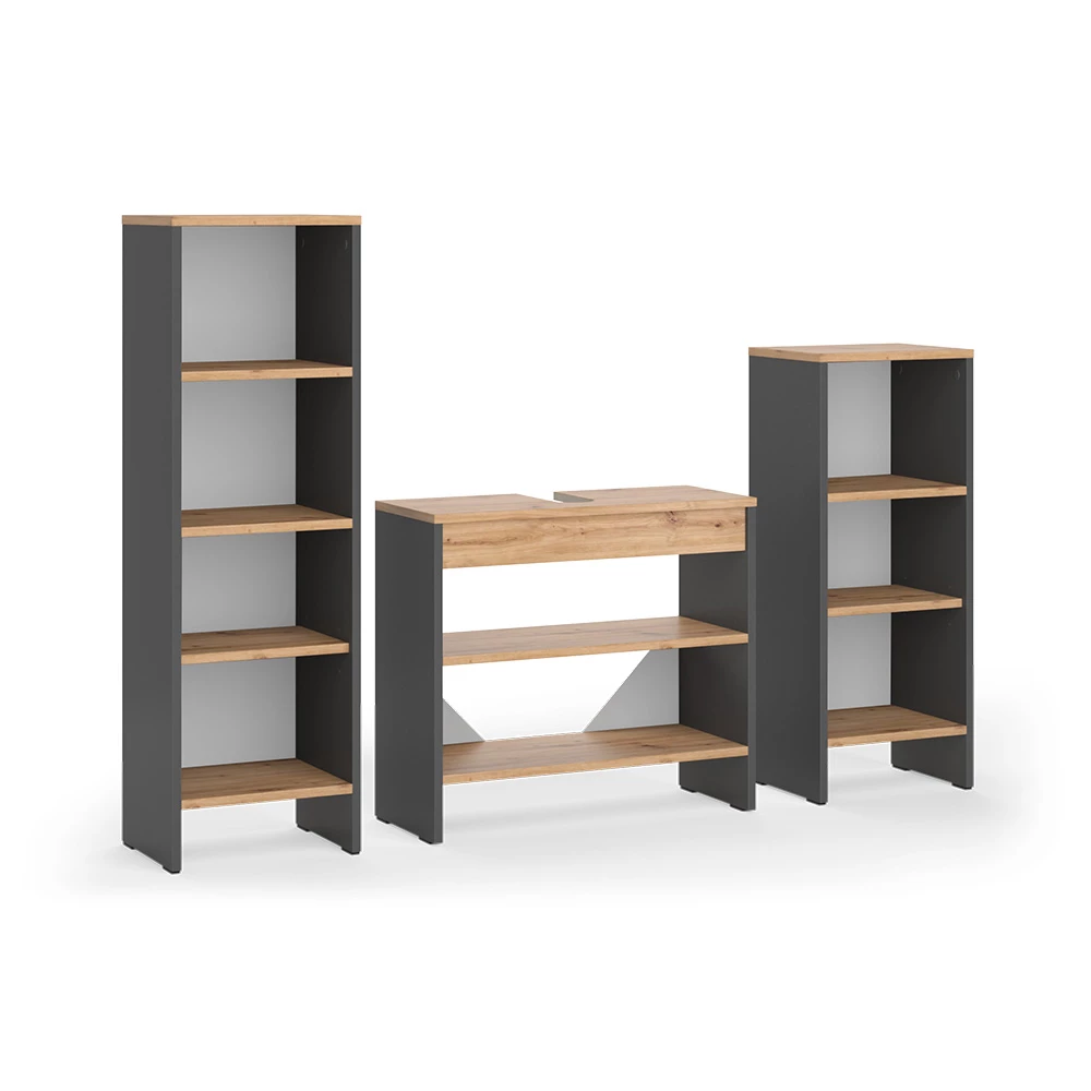 Meubles bain en Anthracite sur fond blanc