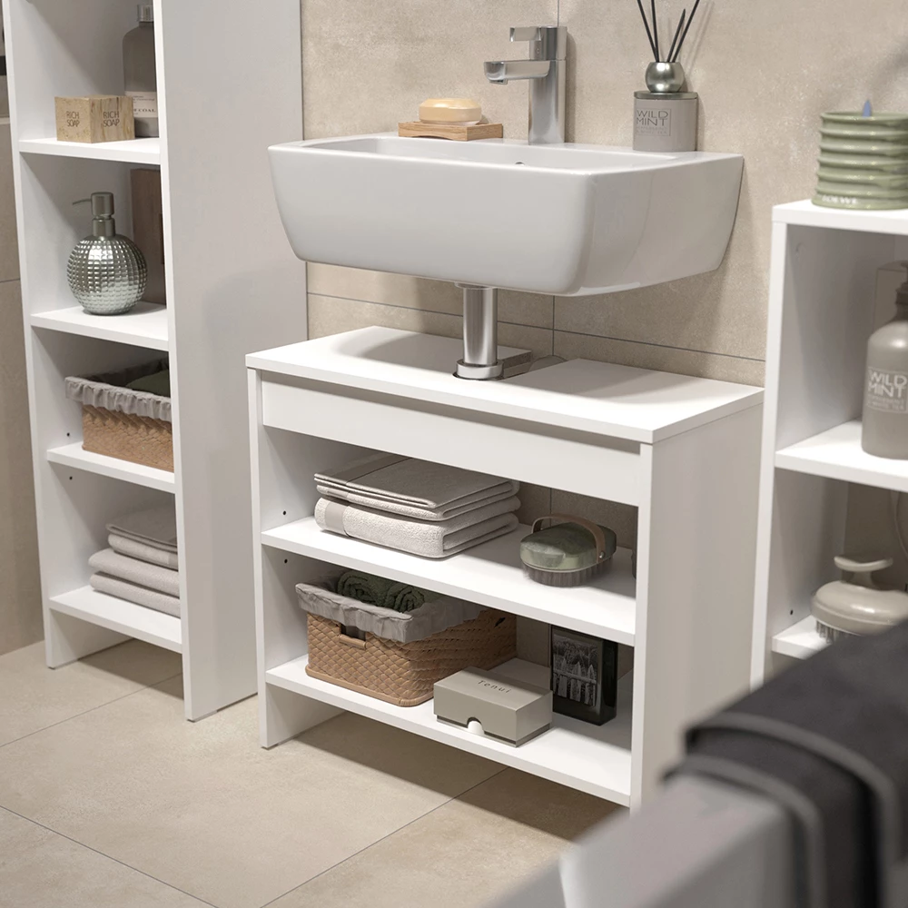 Close-up of Set di mobili da bagno in Bianco, showing texture/details