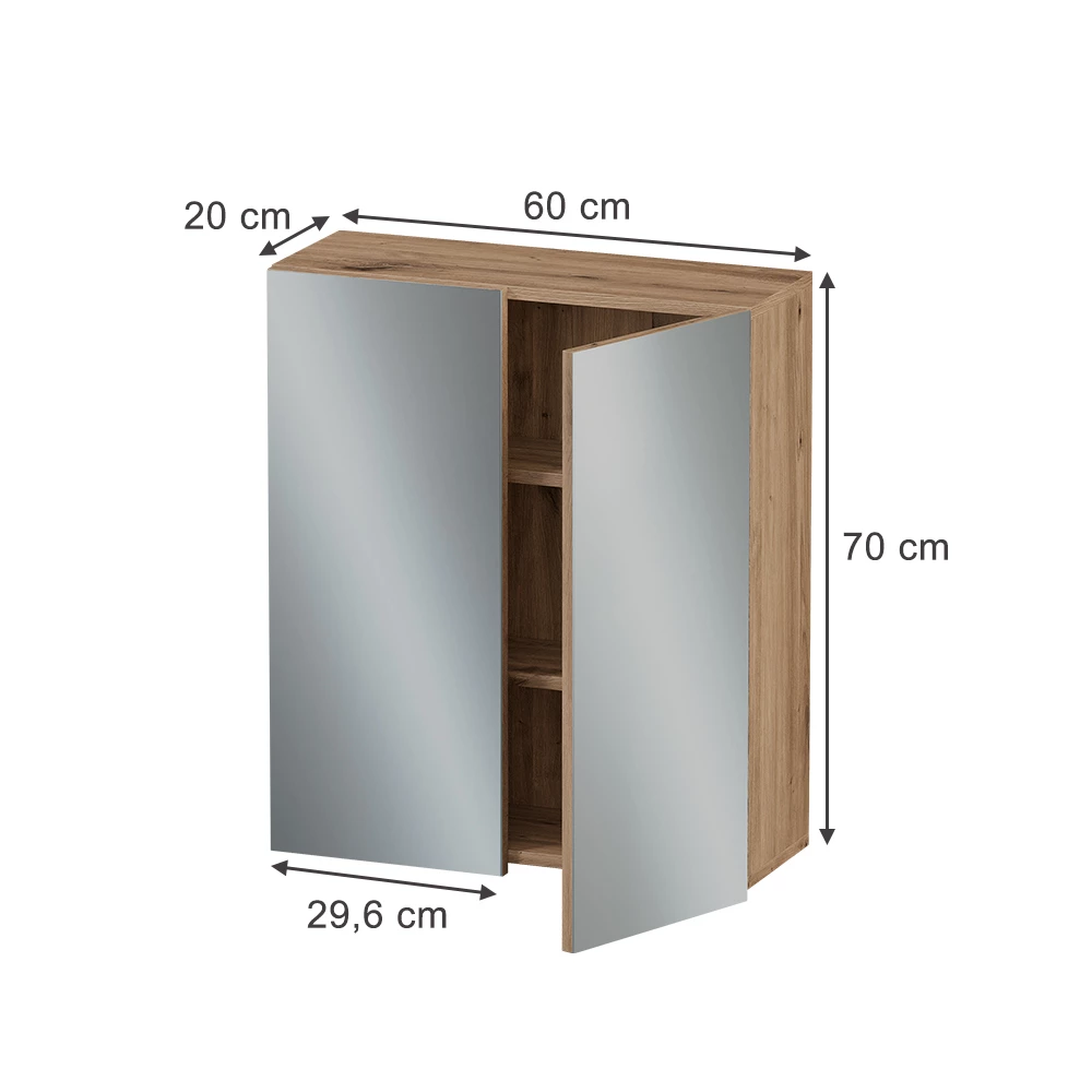 Specchio contenitore bagno in Artigiano on white background with visible dimensions