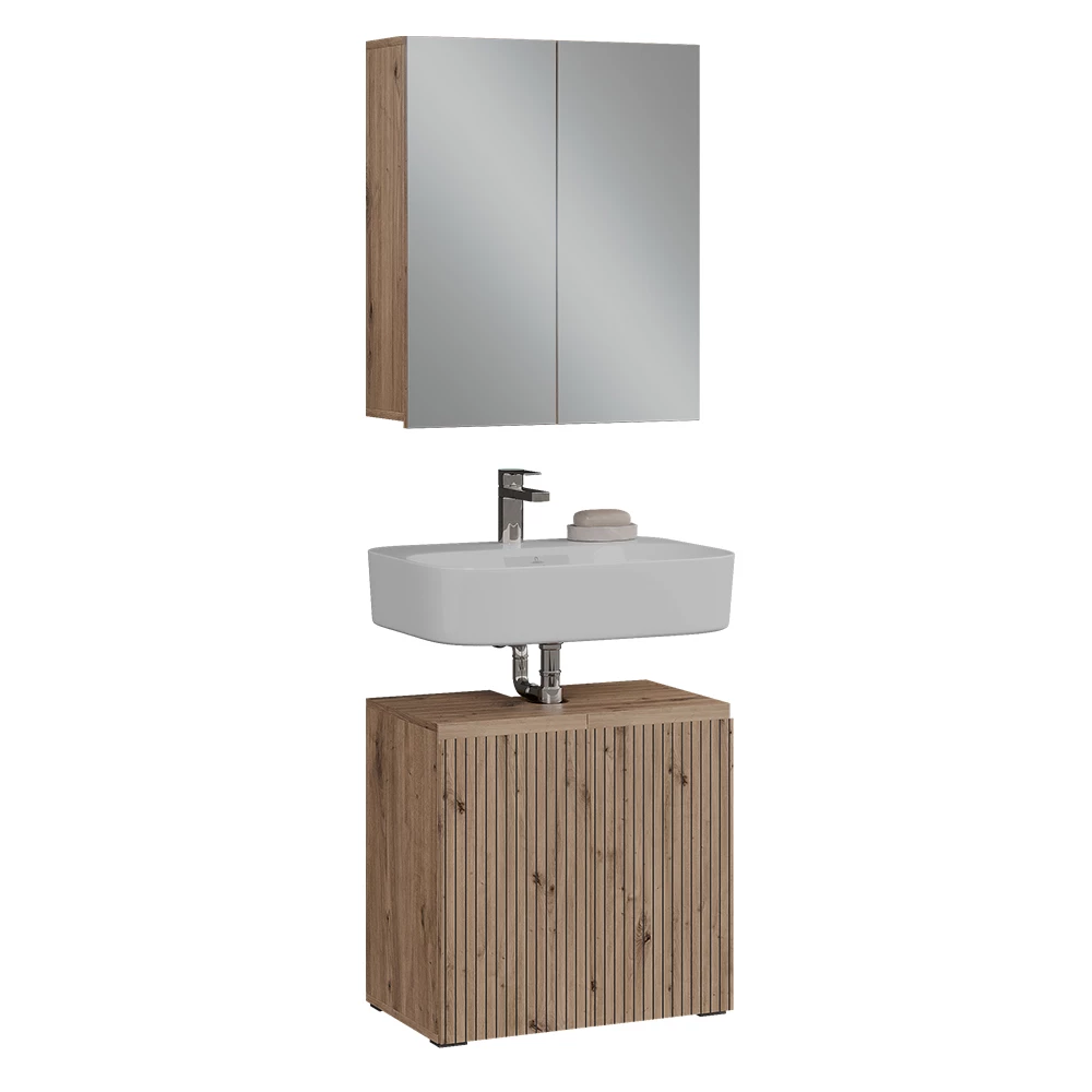 Set di mobili da bagno in Artigiano on white background with decorative elements