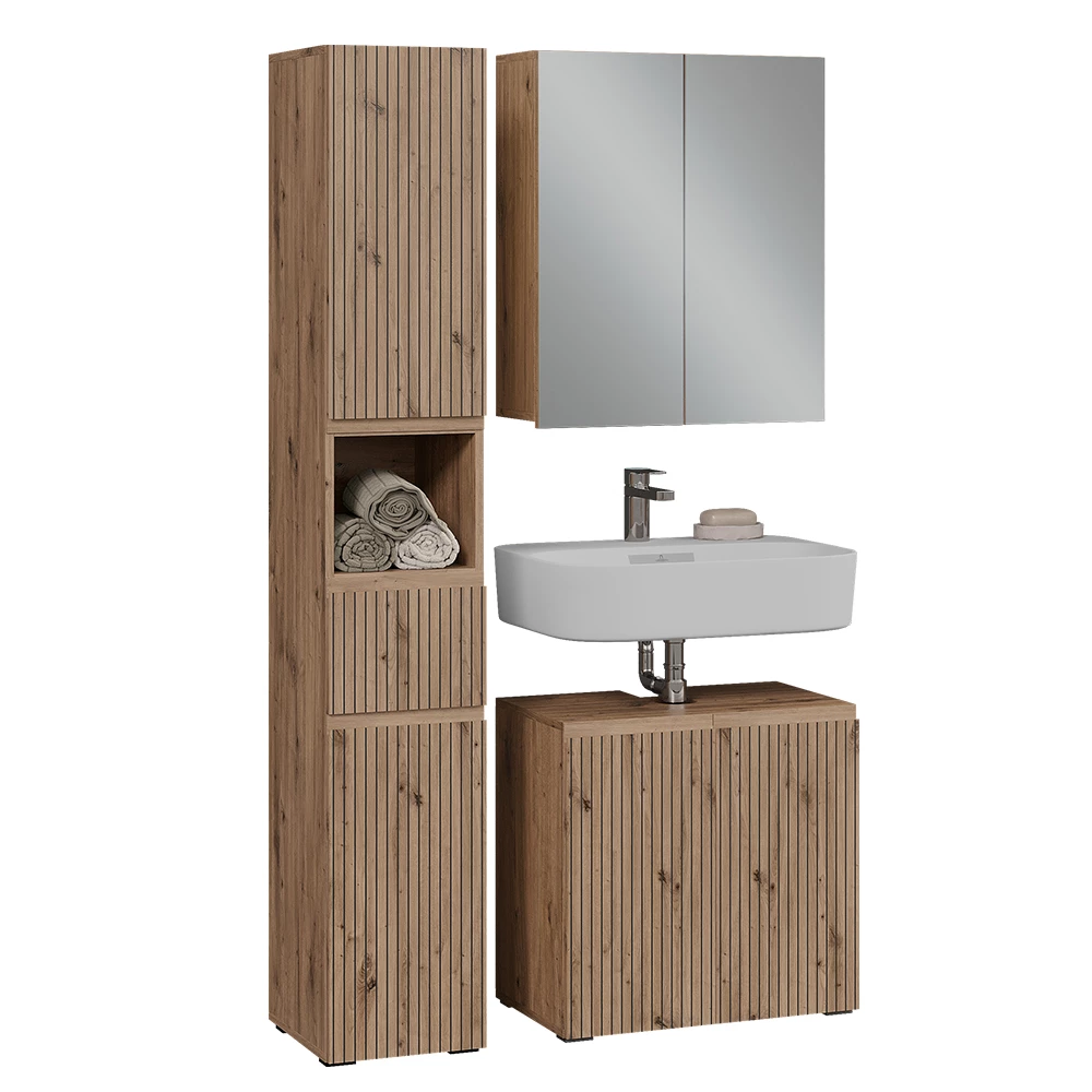 Set di mobili da bagno 3 pezzi in Artigiano on white background with decorative elements