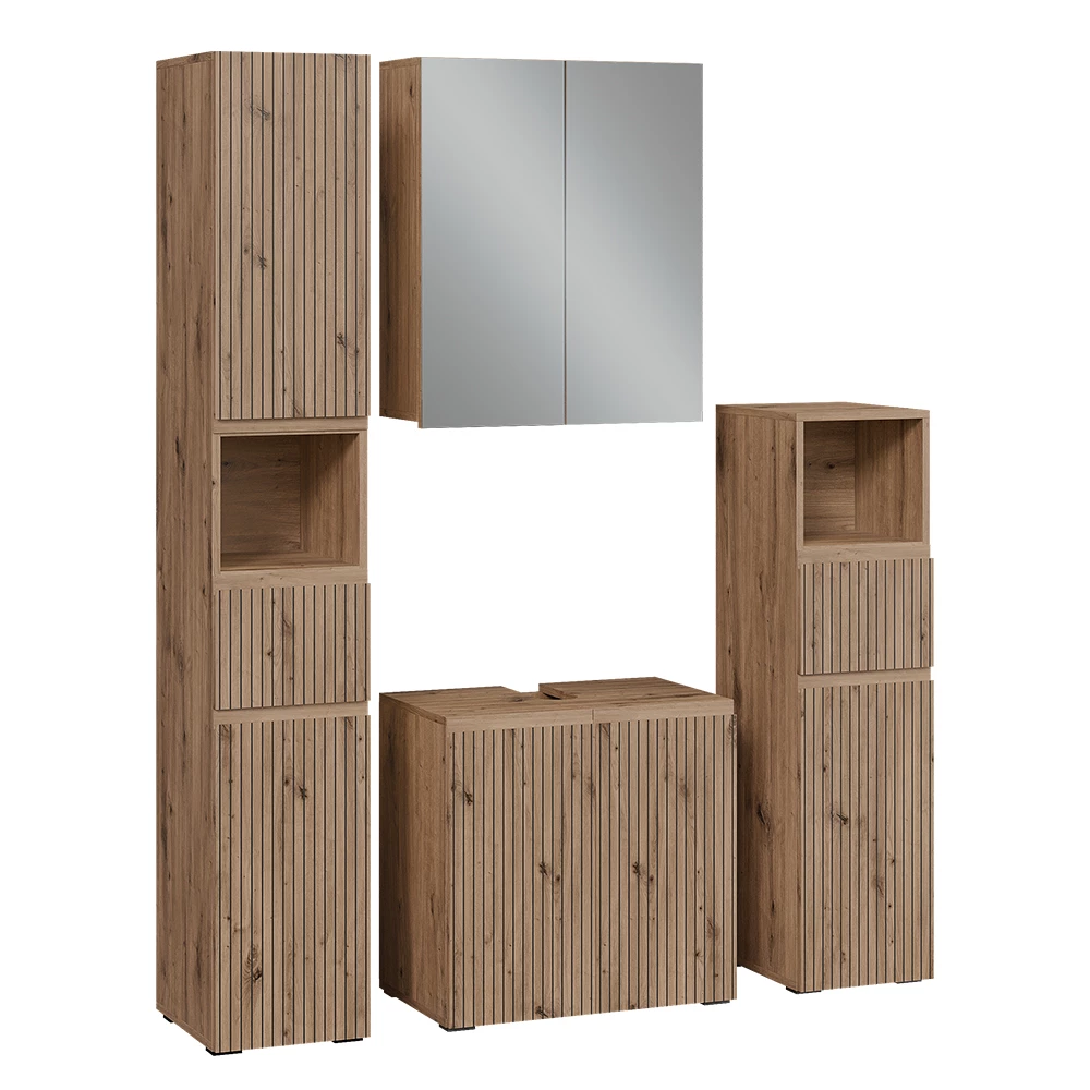Badmöbel-Set in Artisan auf weißem Hintergrund