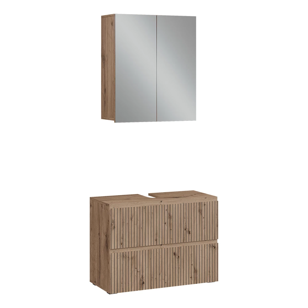 Badmöbel-Set in Artisan auf weißem Hintergrund