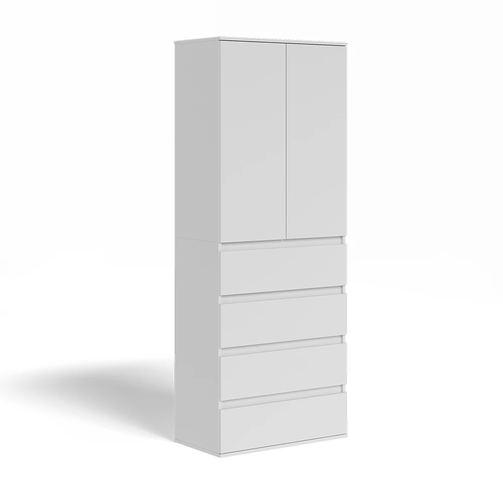 Kleiderschrank in Weiß auf weißem Hintergrund