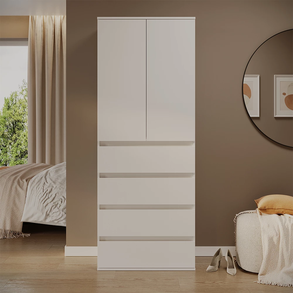 Kleiderschrank Claus Weiß 74 x 191.5 cm mit 4 Schubladen Vicco