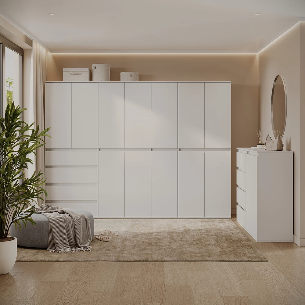 Kleiderschrank Claus Weiß 74 x 191.5 cm mit 4 Schubladen Vicco