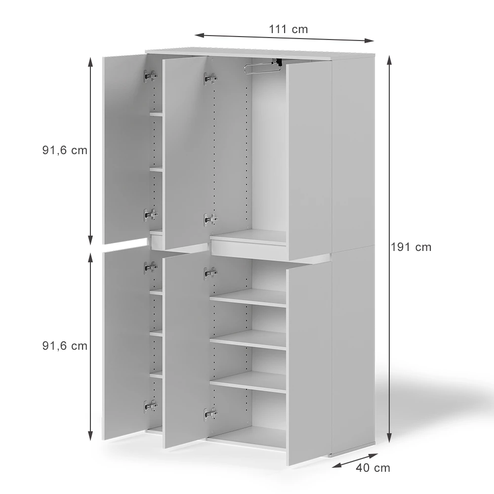 Garderobe i farven Hvid på hvid baggrund