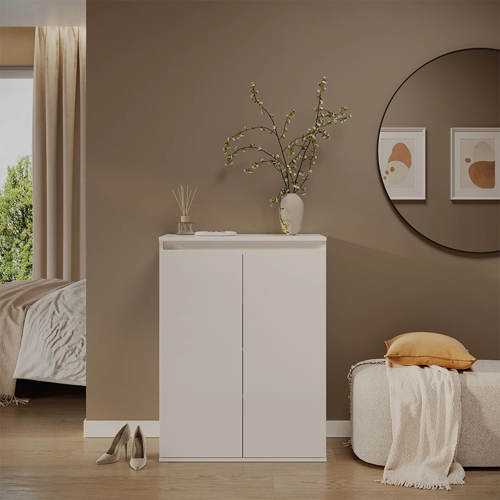 Kommode Claus Weiß 74 x 99.6 cm mit 2 Türen Vicco | Weiß | Sideboard