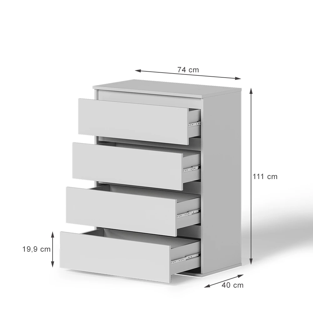 Komoda v Bela na belem ozadju