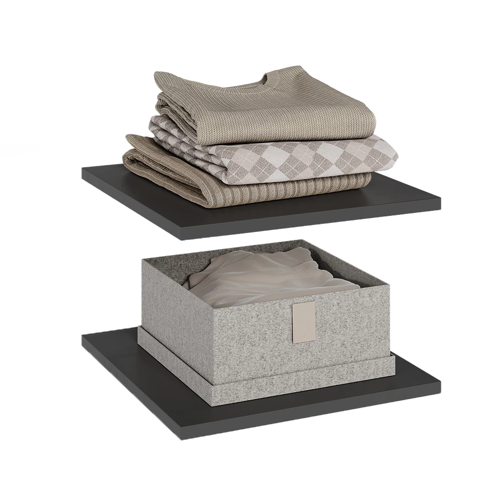 Tablette en Anthracite sur fond blanc avec des éléments décoratifs