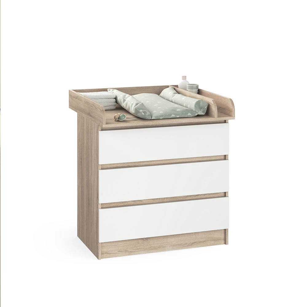 Luiertafel in Sonoma on white background with decorative elements