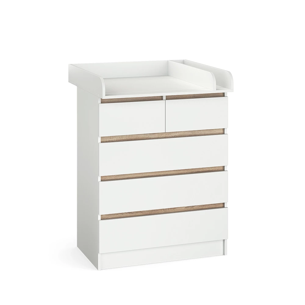Commode à langer en Blanc sur fond blanc