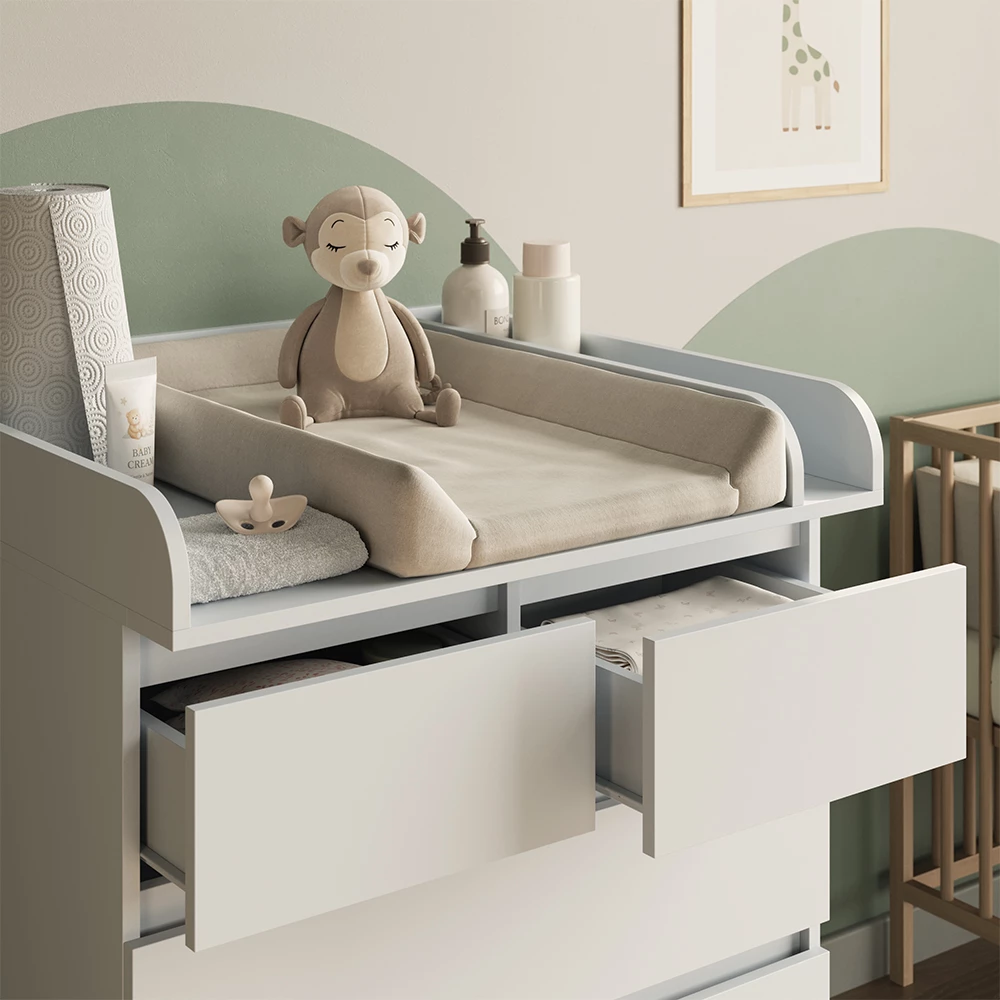 Close-up of Commode in Wit, showing texture/details