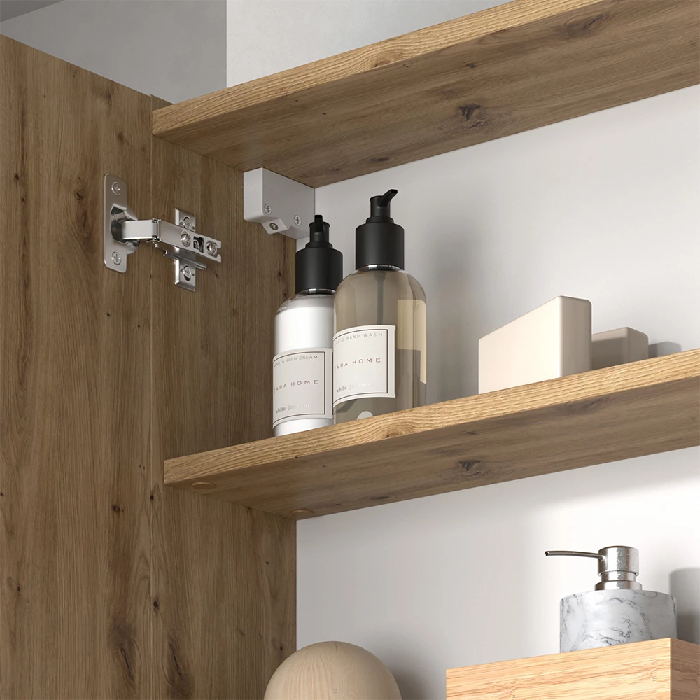 Gros plan de Armoire de toilette en Anthracite, montrant la texture/les détails