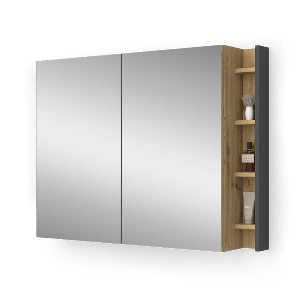 Specchio contenitore bagno in Antracite on white background with decorative elements